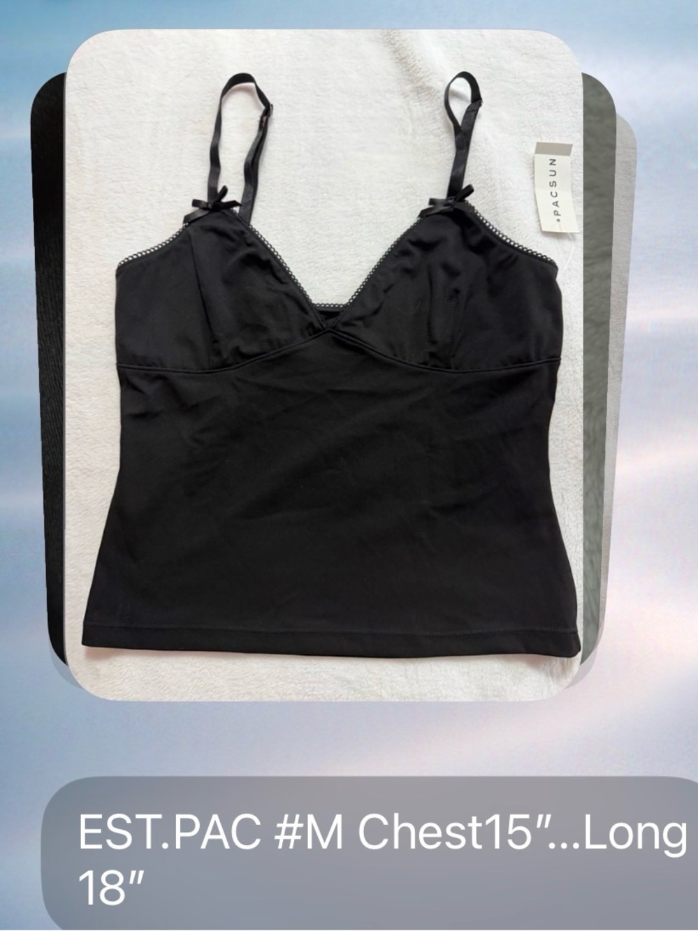 NWT PacSun Black Lace-Trim Adjustable Cami Medium - Picture 6 of 7